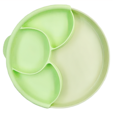 Miniware 天然聚乳酸分隔餐盤組, 花瓣造型, 可拆式設計, 麵包盤 + 矽膠吸盤 + 聰明分隔盤, 光合草綠, 1組