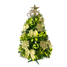 摩達客 耶誕特仕幸福型裝飾聖誕樹 果綠金雪系全套飾品, 綠色