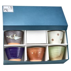 Seifu 清風 美濃燒古窯釉彩陶杯組 5件式 9.5 x 7cm 230ml, 1組