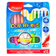 Maped 水洗彩色筆 套裝 筆頭不內縮 易於大部分質料衣物洗淨, 12色, 1盒