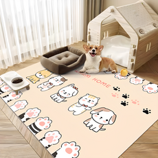 Arbor Home 喬木居家 復古花紋PVC一抹淨地墊 寵物之家, 160 x 80cm, 寵物之家 米黃色, 1件