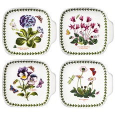 PORTmeIRION 波特玫琳恩 Botanic Garden 花卉方形單手把盤子, 1組, 花卉方形盤, 花卉