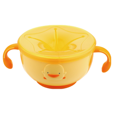 PiYOPiYO小鴨防滑雙耳防漏多功能碗寶寶學習碗星形防漏蓋可微波安全材質, 黃色, 1個