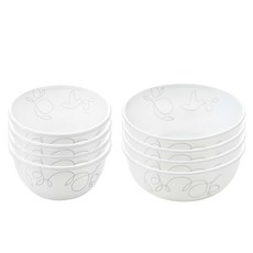 Corelle Brands 康寧餐具 線條印花餐碗8件組, 飯碗 + 湯碗, 白色, 1組