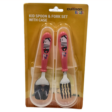 cuitisan 酷夢系列 兒童餐具組 237 x 133 x 28mm 114g, 湯匙 + 叉子 + 收納盒, 小斑馬 威尼斯紅, 1組