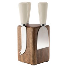 taylor's eye witness 起司刀叉4件組 附磁吸刀座, 1組, 奶油白