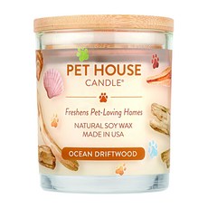 PET HOUSE 室內除臭寵物香氛蠟燭, 海洋浮木, 100%天然黃豆蠟, 純棉芯, 255g, 1罐