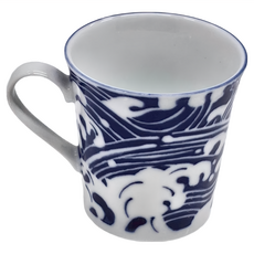 藍繪陶瓷馬克杯 日本製造, 藍繪海浪, 1個