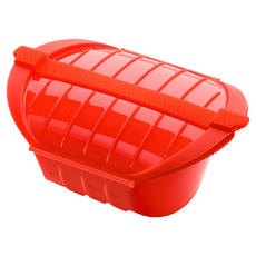 LeKue 微波蒸煮調理鍋,紅色,650ml - 輕鬆微波，健康美味, 1個