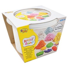 Donerland 天使沙補充包 0.4L (白色) + 隨機模具*1, 新型無毒黏土, 符合國際玩具安全規範, 通過歐盟CE認證, 1組