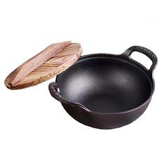 上手家居 鑄鐵元寶鍋組 油炸鍋/鑄鐵鍋/燉鍋/油鍋/壽喜燒鍋/鑄鐵湯鍋/煲湯鍋/鍋具, 黑色, 1組, 30cm