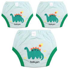babyan 5層防水幼兒如廁訓練褲 寬大防水膜範圍, L, 恐龍, 3件