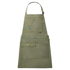 BRUnO BHK275-SGR 兩件式帶釦口袋圍裙, 軍綠色, 1條