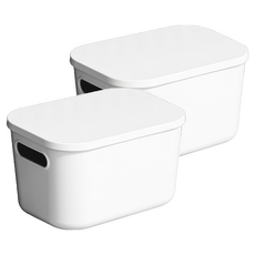 BangJiaShi 幫家適 帶蓋大號收納盒 高款, 純潔白, 2個