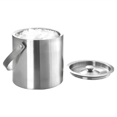 pulsiva 附蓋提把式冰桶 430不鏽鋼 鍍鉻層, 15.5 x 18cm, 1個, 1.3L