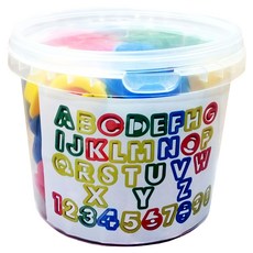 數字英文餅乾模, 紅色 + 藍色 + 綠色 + 黃色, 1桶