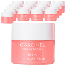CARE NEL 莓果晚安唇膜, 超級保濕, 去除嘴唇角質, 護理受損嘴唇, 18罐, 1入