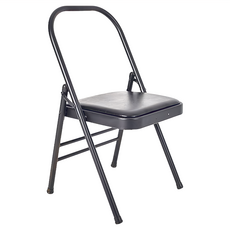 LEADER X 運動美學 專業輔助伸展雙梁加固PU瑜珈折疊椅 極簡黑, 1個, 78x47x45cm