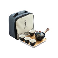 小康泡 360度旅行包茶具 四杯柴燒龍紋 一壺四杯 附收納包, 柴燒龍紋, 1組