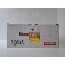 茶為國飲 木柄耐熱玻璃泡茶壺套裝, 11x19cm, 可用於泡茶葉、水果茶等飲品, 透明, 1組, 490ml
