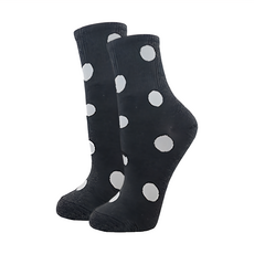 B.V.D. 女款 1/2圓點直角襪 - B556 22-25公分 62%棉, 黑色