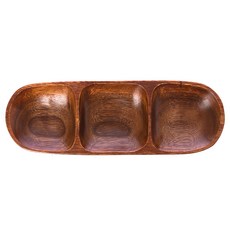 HOLA 和樂家居 艾禮思 洋槐木三格盤 30 x 10 x 2.5cm, 橢圓原色, 1個