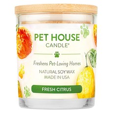 PET HOUSE 室內除臭寵物香氛蠟燭，新鮮柑橘，100%天然大豆蠟，美國製造, 255g, 1罐