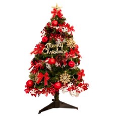 摩達客 耶誕台製 豪華型裝飾綠色聖誕樹/火焰金白大雪花紅果球系全套飾品組+50燈LED燈串電池USB兩用, YS-GT233202, 90cm