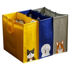 Dailylike 多用途防水購物袋/垃圾分類袋組, 黃色柴犬+藍色比熊+灰色柯基, 1組