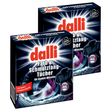 dalli 達麗 洗衣吸色紙 加強版 適用於牛仔褲、鮮豔衣物、一般衣物, 10片, 2盒