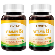 Lovita 緩釋型維生素B1素食錠 50mg 含維生素B12, 90顆, 2罐