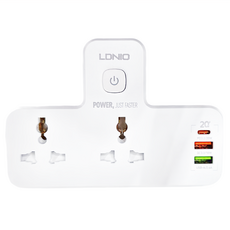 LDNIO 力德諾 雙孔夜燈 附USB PD + QC3.0 插座 2500W 2個通用插座 3個USB接口, 白色, 1個