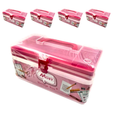 MORY 茂盛 高第手提收納箱 - 塑膠材質, 大 35 x 15 x 14cm, 顏色隨機, 5個