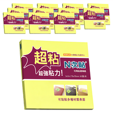 N次貼 便條紙 超黏 62745 螢光黃 76 x 76mm 90張/本 超強黏力 可重複黏貼, 12本, 1組