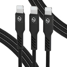 Sinjimoru 編織繩iPhone高速充電線, 3m, 黑色, 3個