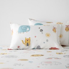 HOLA 和樂家居 天絲防蟎抗菌枕套 400g 2件, 森林動物好朋友