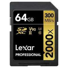 Lexar 雷克沙 Professional SDXC 2000X V90 UHS-II U3 記憶卡, 64GB, 300MB/秒高速讀取, 1盒