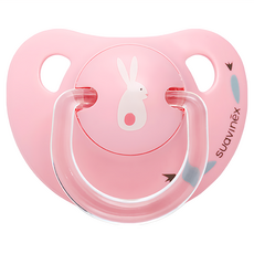suavinex 蘇維妮 Happy Bunny 兔子款 人體工學矽膠奶嘴 Lovely Biscuit, 0~6個月, 粉色, 1個