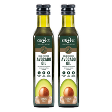 Grove 葛洛芙 冷壓初榨酪梨油 大蒜, 100%純淨天然, 高發煙點, 250ml, 2瓶