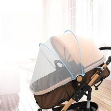 vanibaby 通用全罩式嬰兒車蚊帳 加大加密 支架 雙向拉鍊 藍色, 1組