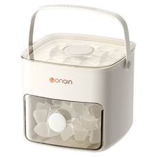 GONQIN 按壓式雙層儲冰盒, 奶白色, 155 x 155 x 140mm, 1個