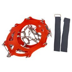 13齒冰爪 登山防滑鞋套, 不鏽鋼, 耐磨, 防生鏽, 配無紡布收納包, M, 橘色