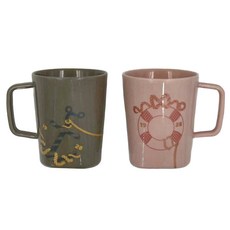 TOAST 陶瓷馬克杯 直徑8 x 10.7 x 9.9cm 250ml, 米奇對杯 棕色 + 粉色, 1組