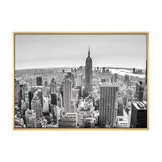 紐約 New York 黑白城市景觀掛畫, 50 x 70cm, 木色