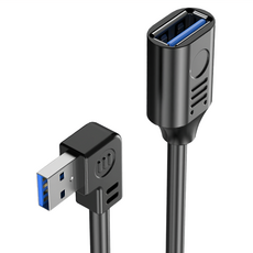 Bravo-U USB3.0 高速穩定數據連接延長線 公對母 左彎頭款 3m 黑色, 1條