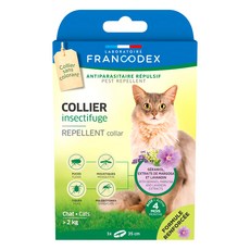 FRANCODEX 法典 新綠野防水驅蟲頸圈 天然苦棟 薰衣草 椰子油 複方 天然驅避蟲 防蟲安全扣環, 2kg以上 幼貓適用, 1盒