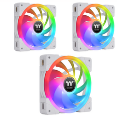 曜越 SWAFAN EX12 RGB 正反轉水冷排風扇, 無線自由, 絢麗光彩, CL-F161-PL12SW-A, 白色, 3個