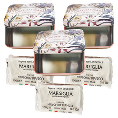 康汰 義翠莉 甘油馬賽皂 白麝香 鐵盒裝, 100g 義大利製, 3組