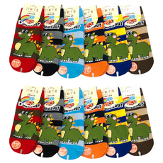 JY襪子屋直版童襪, 襪底有止滑顆粒, 台灣製造, 15~18cm, 恐龍, 12雙