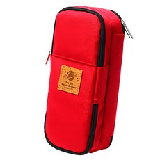 POPO FANCY 3層帆布筆袋, 紅色, 大容量多層文具收納筆袋, 1個